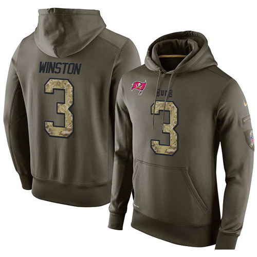 NFL Nike Tampa Bay Buccaneers #3 Jameis Winston Green Salute To Service Men's Pullover Hoodie